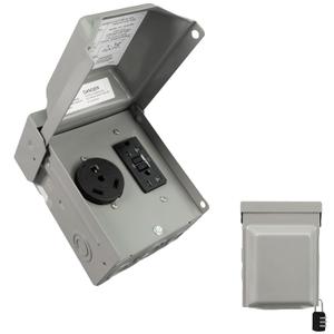 30 Amp NEMA TT-30R & 20 Amp WRTR GFCI Power Outlet Box 125 Volt, Heavy Duty Lockable Weatherproof Electrical Panel, Outdoor Receptacle for EV Generator Camper Motorhome, ETL Listed, HDS2-006