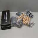 Umite Chef Kitchen Cooking Utensils Set, 33 pcs Non-stick Silicone Spatula Set with Holder, Woodle Handle Heat Resistant Gadgets Utensil (Gray)