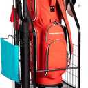 Golf Bags Storage Garage Organizer - Golf Bag Stand Fit Single Golf Bags, Golf Clubs, and Golf Equipment Accessories, Golf Bag Storage Rack with Wheels for Garage, Club, Shed, Basement (Black - With Bottom Drawer Basket)