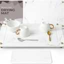 Stone Drying Mat for Kitchen Counter + Sink Caddy | 15.7"x11.8" Diatomaceous Earth Drying Mat with Stainless Steel Feet | Heat Resistant to 450F | Eco-Friendly & Multipurpose Drying Mat (White)