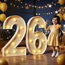 Marquee Numbers 3 Feet Tall Large Light Up Numbers 26th Birthday Decorations Big Yellow Light Outdoor Anniversary Decorations Balloon Arch Kit Party Backdrop 26