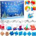Leitee Brain Teaser Advent Calendar 2025 Metal & Wood 24 Days of Christmas Countdown Calendar Gift Brain Teaser Puzzles Metal Wire Puzzles IQ Test Challenge for Teens Adults
