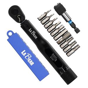 LABEAR - Bike Torque Range Click Wrench Set | Adjustable Torque Ratchet Bit Driver [2-20Nm] | 10pcs S2 Steel Hex & Torx Bits | Protective Carrying Case | Bicycle Tool Kit | Mini Torque Wrench