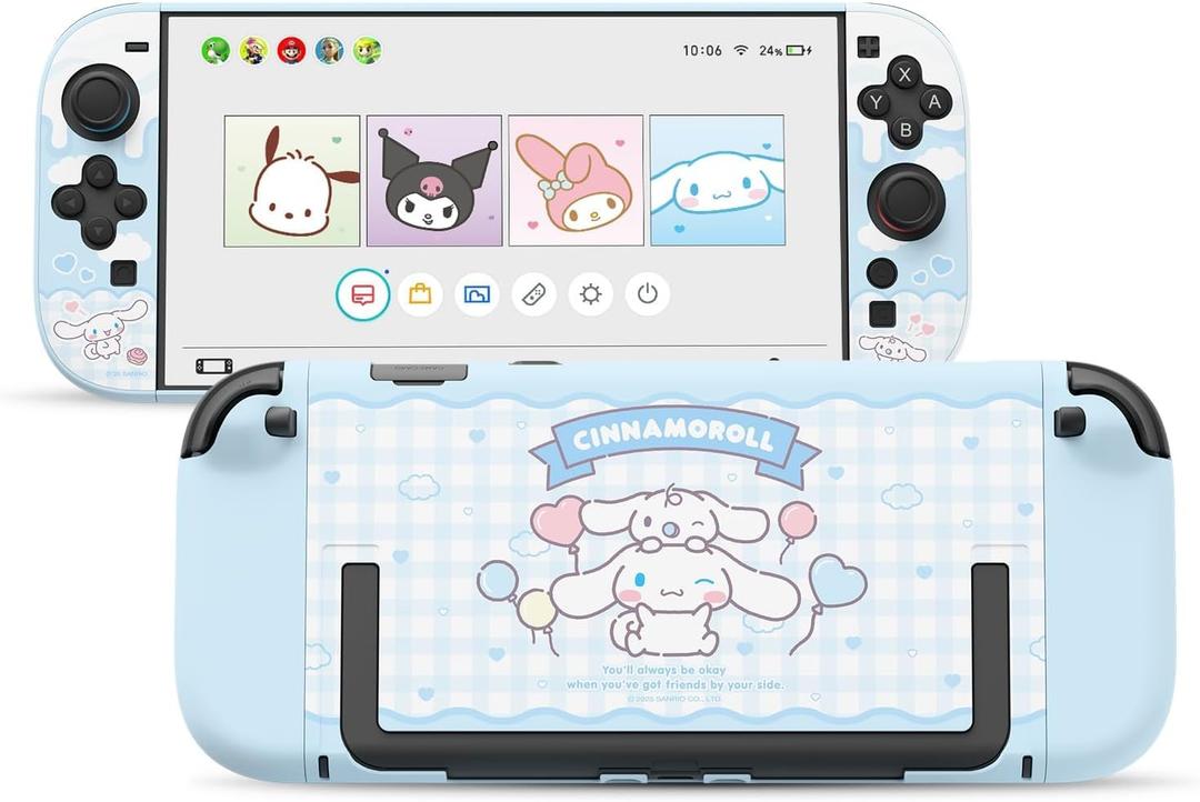 Kuitmor Dockable PC Protective Case Compatible with Switch 2 Model 2025, All-Round Protection Hard Protective Shell for Switch 2 2025 Accessories (Blue & White Cinnamoroll)