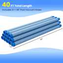 Poolvio Pool Vacuum Hose 40 Feet (12 x 40 Inch), 1.5 Inch Cuffs, Compatible with Most Inground Pool Automatic Cleaners, Blue