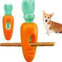 Bully Stick Holder for Dogs, Durable Dog Bone Yak Treat Chew Holder, Prevent Choking Safety Device for Pups Small Medium Dogs - No More Swallowed Ends (Bunny&Carrot Style-7in) (Holder 1.0)