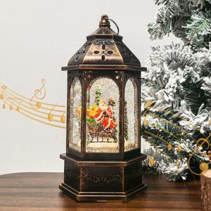 Christmas Snow Globe Decor, Musical Lights - USB Plug-in & Battery Operated Music can be Turned Off, Water Glitters Music Christmas Lantern for Xmas Home Decoration and Santa Gifts (big)