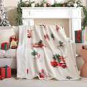 TRUEDAYS Christmas Throw Blanket 50x60 - Cozy Fluffy Sherpa Fleece Blanket for Couch and Bed, Soft Beige Throw Blanket with Classic Tree Truck Design for Christmas Decor