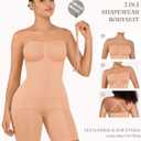 FeelinGirl Strapless Bodysuit for Women Tummy Control Shapewear Wedding Dress Body Shaper with Removable Straps (Beige, L)
