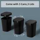 KSSKSS 3 Pack Bathroom Small Trash Can with Lid, 2.6 Gallon Slim Garbage Bin with Pop-Up Lid, 10L Plastic Wastebasket for Bedroom, Office, Kitchen, Toilet (Matte Black)