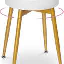 360 Swivel Vanity Stool, Vanity Chair Stools for Makeup Room, Round Faux Leather Makeup Chairs, Modern Small Ottoman Foot Rest with Metal Legs for Living Room, Bedroom, White&Gold