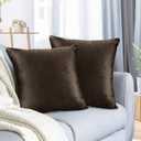 Nestl Throw Pillow Covers, Cozy Velvet Decorative Chocolate Brown Pillow Covers 18 x 18 Inches, Soft Solid Couch Pillow Covers for Sofa, Bed and Car, Set of 2