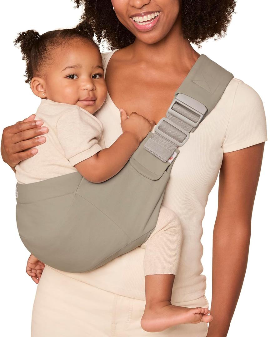 Ergobaby Upsie Sling Baby Carrier for Babies and Toddlers 6-48 Months (17-45 lbs) - 2-Position Ergonomic Baby Carrier with Front Storage Pocket, Hip-Healthy Positioning - Soft Olive