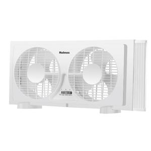Holmes 9" Twin Blade Manual Window Fan, 2 Speeds, Reversible Airflow, 2 Extender Panels, White