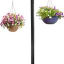 4 Way Scroll Basket Hanger Plant Hook, Black Shepherds Hook for Outdoor Heavy Duty, Garden Hanging Plant Stand for Hanging Baskets for Outdoor & Indoor Use, 72 Inch