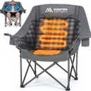 Oversized Heated Camping Chair Fully Thick Padded Camping Chair XL Camp Chair for Adults 3 Levels Adjustable Heated Camp Chair for Outdoor Use (Battery Not Included) (Grey)