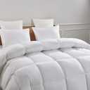 Serta Goose Feather Down Fiber Cotton Comforter Queen Size - 100% Cotton Duvet Insert - Hotel Luxury Hypoallergenic Bedding Comforter Light Warmth 90 x 90 Inch White