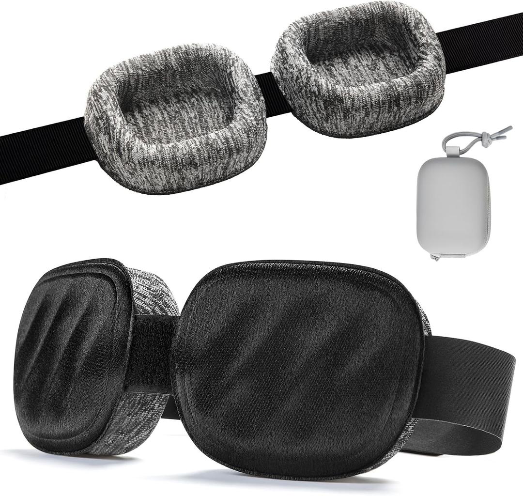 Eye Mask for Sleeping - 100% Blacking Sleep Mask for Men Women, Sleeping Mask with Adjustable Night Blindfold Flight, Travel, Nap, Black