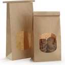 BagDream Bakery Bags with Window 50Pcs 4.5x2.36x9.6 Inches Kraft Brown Paper Bags with Window, Tin Tie Tab Lock, for Bakery, Cookie, Coffee Bean, Party Favor, Snack