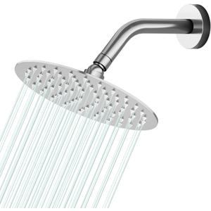 6 Inch Round Rain Shower head, High Flow Stainless Steel Rainfall Shower Head, High Pressure Design (Chrome)