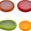 4Pcs Silicone Avocado Saver and Onion Storage Set, Reusable Fruit and Vegetable Storage Box for Avocados, Onions, Tomatoes, Potatoes, Lemons, Apples, Garlic Etc (Set A) (Red & Yellow & Orange & Green)