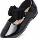 Toddler Girl Dress Shoes Mary Jane Flower Girl Flats for Wedding & Party, Soft Insole Easy On & Off Dress Shoes for Toddler/Little Girls, Size 8