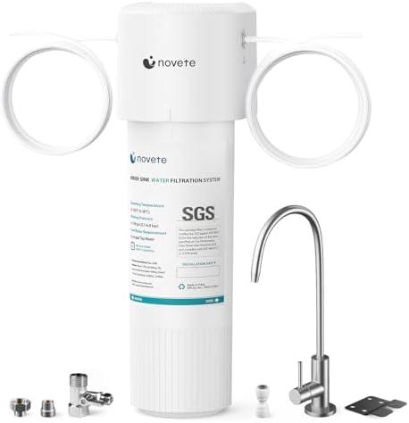 NOVETE Under Sink Water Filter, 3-Years, 30000 Gallons, Reduce 99.5% Chlorine, PFAS, Bad Taste, NSF/ANSI 42/372, Water Filtration System with Stainless Faucet, USA Tech, Do Not Reduce TDS, UWF0A-KPC