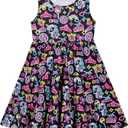 Lovekider Little Girls Casual Sleeveless Dresses Summer Swing Twirly Sundress Kids 3D Cute Sun Dress 4-8T (Black)