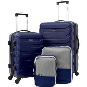 Wrangler 4 Piece Miami Luggage and Packing Cubes Set, Blue