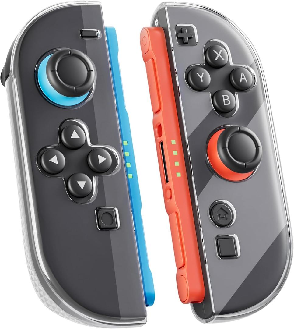 FUNDIARY Replacement for Nintendo Switch 2 Controller, Switch Wireless Controllers Compatible with Switch 2, Anti-Slip Soft TPU Protective Cover with 2 Thumb Caps, Clear