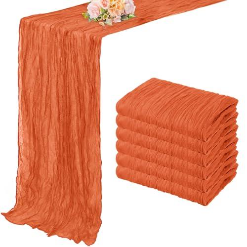 Orange Cheesecloth Table Runner 5 Pack 10FT Boho Fabric Rustic Cheese Cloth Table Runner for Wedding 20 x 120 Inch Long Bridal Shower Baby Shower Gauze Sheer Birthday Party Table Decorations