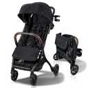 Strolee Lightweight Baby & Toddler Stroller, Ultra Compact, Airplane-Friendly Travel Stroller, One-Handed Fold, Near Flat Recline, X-L Canopy & Parent Cup Holder -LinQ (v2 Midnight Black)