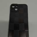 KANGHAR Compatible with iPhone 14 Case, Silicone Checkered Cute Pattern, Camera Protection Soft Slim Phone Case for Girls Women -Black