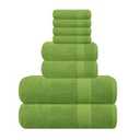 GLAMBURG Ultra Soft 8-Piece Towel Set - 100% Pure Ringspun Cotton, Contains 2 Oversized Bath Towels 27x54, 2 Hand Towels 16x28, 4 Wash Cloths 13x13 - Ideal for Everyday use, Hotel & Spa-Kiwi Green