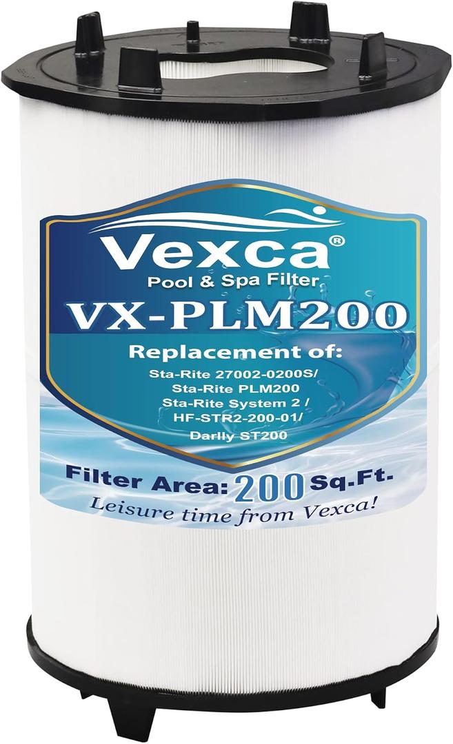 Vexca® Swimming Pool Filter Cartridge Compatible with sta-rite 27002-0200S Filter Module, sta-rite PLM200 and System 2 Modular Media, with 24800-0121 Air Bleed Assembly, 200 Sq.Ft, 1 Pack