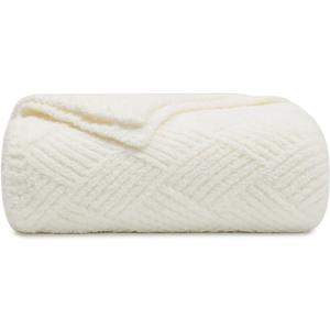 bearberry Super Soft & Fuzzy Minky Throw Blanket Lightweight All-Season - Diamond Stitch Plush Fleece for Couch, Bed, Sofa | Machine Washable Cozy Gift for Women, Men, Home(Cream, 50x60) (Argyle Knit Cream)