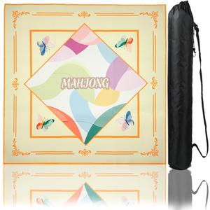 Classical Gradient Tabletop Mahjong Mat with - 31.5x31.5 Inch Hand-Painted Style Rubber Mat, Diatom Mud Waterproof Surface, Anti-Slip Foldable Original Design-Themed Game Nights