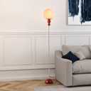DEC LUCE DECOLUCE LIGHTING Modern Floor Lamps for Living Room, Globe Glass Shade Floor lamp for Bedroom, Standing lamp for Office, Corner(red)
