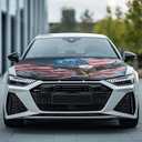 American Flag Eagle Print Car Hood Cover Elastic Polyester Car Hood Protector Auto Patriotic Decorations Waterproof Sunproof Automotive Exterior Accessories