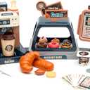 Pretend Role Play Toy Coffee Shop for Boys and Girls with Coffee Maker Machine and Fake Donuts 41Pcs (Classic Edition)