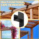 2 Pcs Black Caps Tie Brackets, 4x4 Post Cap Tie Carbon Steel Post Bracket Anchor Connector Support for Post to Wood Deck