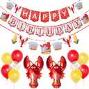 Pirese Crawfish Birthday Banner, Crawfish Birthday Party Decorations, Lobster Decor| Lobster Party Supplies Decorations | Crawfish Decor | Shrimp Seafood Boil Party Supplies | Crawfish Balloon