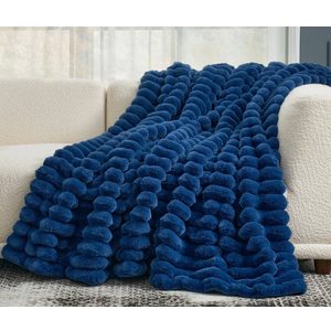 Oeko Tex Standard Ribbed Fleece Throw Blanket for Couch, Cream, 5.5×4.5 Ultra-Soft Plush Fleece, Cozy, Warm Yet Lightweight, Ribbed Texture, Home Decor, Machine Washable, Giftable, All-Season Use