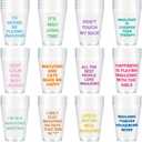 LemonRoad 48 Pcs 12 oz Mahjong Cups Frosted with Multicolor Funny Phrases Mah Jong Party Supplies Reusable Plastic Mahjong Game Night Cups Gifts for Christmas Birthday Celebration (Classic Style)