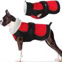 Dogcheer Dog Coat, Christmas Dog Jacket, Waterproof Turtleneck Puppy Winter Coat, Adjustable Pet Puffer Jacket, Reflective Warm Fleece Coats for Small Medium Large Dogs - Red, M