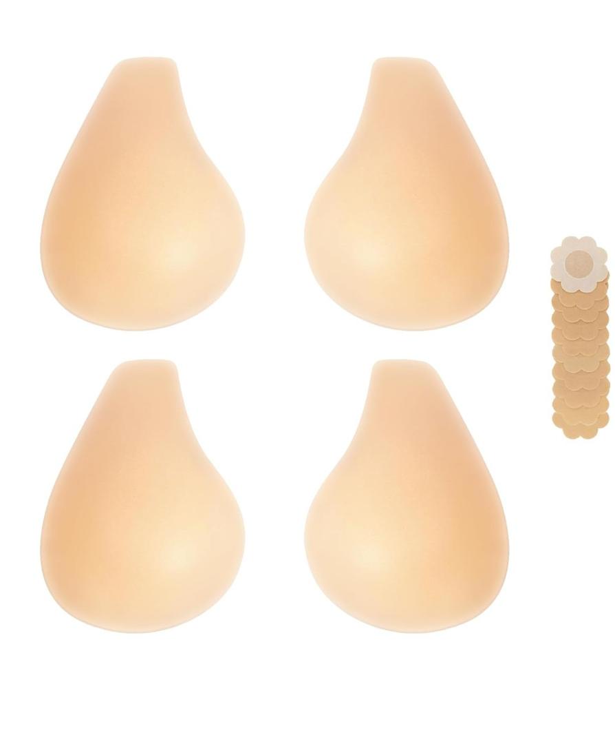 2025 Added Lift Seamless Nipple Covers Ultra-Thin Push up Sticky Pasties Women Adhesive Bras,4 Pack, size Medium
