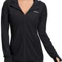 KPSUN Women's UPF 50+ UV Sun Protection Clothing Zip Up Hoodie SPF Long Sleeve Sun Shirt Fishing Hiking Outdoor Jacket,black,XL