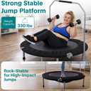 SereneLife 40" Foldable Mini Trampoline for Adults - Compact Fitness Rebounder with Adjustable Foam Handle, Exercise Trampoline with Max Load 330lbs, Indoor/Garden Whole-Body Workout