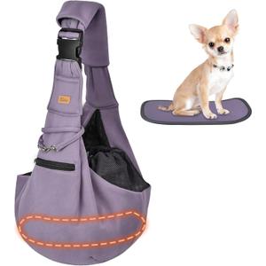 CUBY Dog and Cat Sling Carrier - Hands Free Reversible Pet Papoose Bag - Soft Pouch and Tote Design - Suitable for Puppy, Small Dogs Cats Outdoor (Purple, Adjust Strap 2.0)