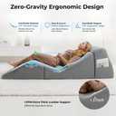 Yoga Chaise Lounge Chair Indoor, 3-in-1 Convertible Boneless Couch Bed | Corduroy Floor Sofa with Memory Foam, Zero Gravity Curved Design, No Assembly Required, for Bedroom, Living Room, Reading S